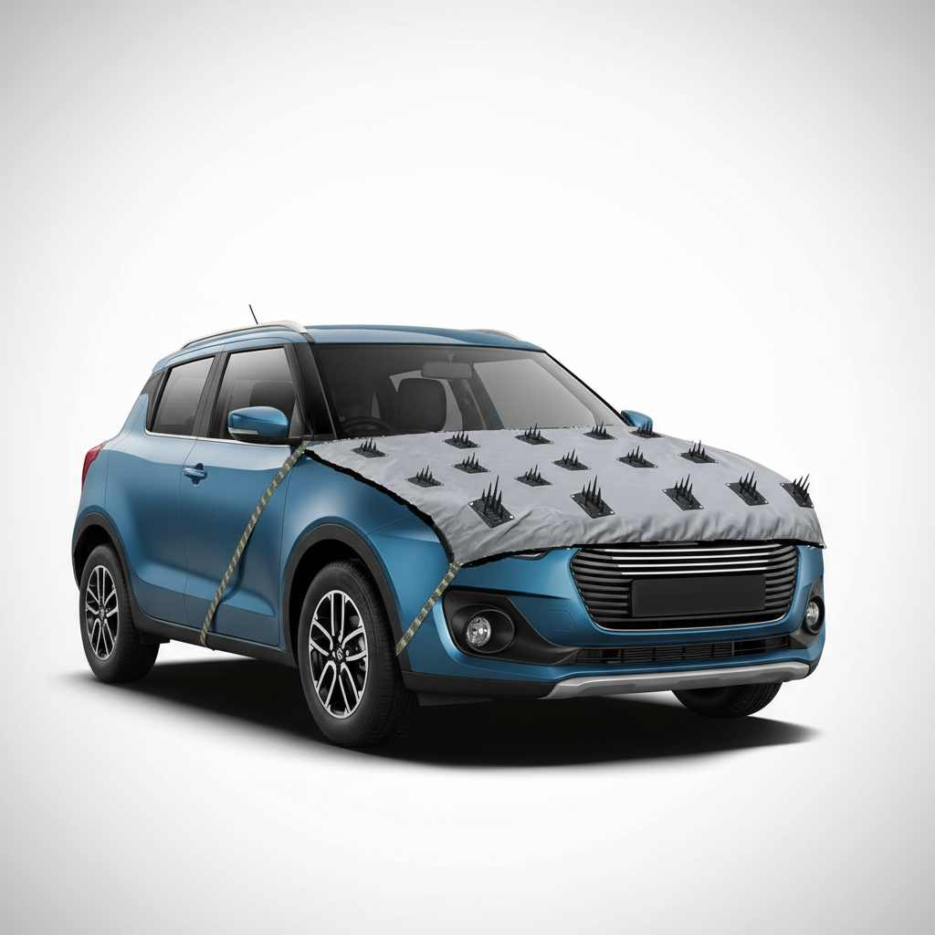 NETYLON Car Bonnet Spike Cover – Anti Dog & Anti Monkey Protection Guard | Spiked Safety Shield for Cars | Prevent Paw Marks, Scratches & Sitting | Universal Fit